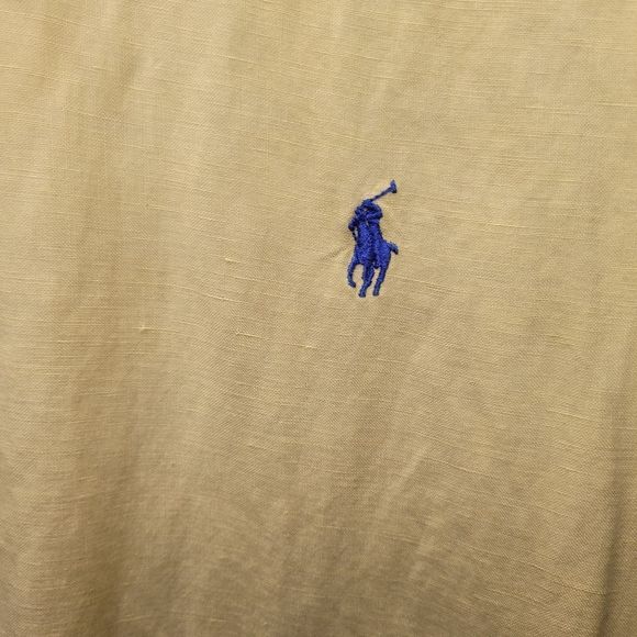 POLO Ralph Lauren Yellow Blue Logo Men's Short Sleeve Casual Button Down Shirt - Picture 5 of 10